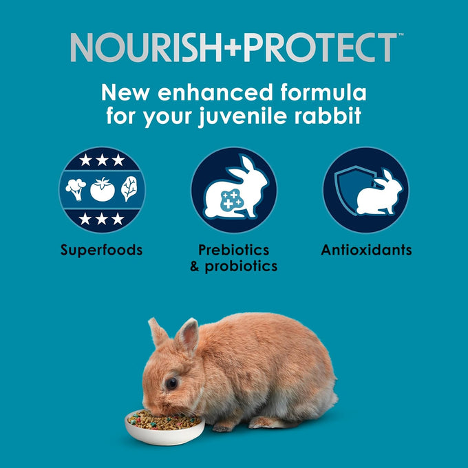 kaytee forti-diet pro health juvenile rabbit food, 3 pounds, comprehensive nutrition with digestive health and immune support