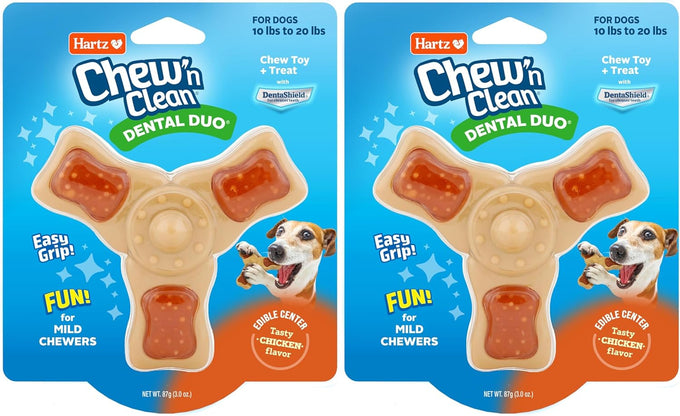 Hartz Chicken Flavored Tri-Point Dog Toy and Treat in One, Medium Size, for Puppies and Adult Dogs