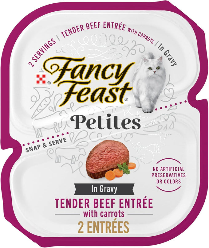 Purina fancy feast petites tender beef entree with carrots in gravy gourmet wet cat food 2.8 oz tubs pack of 12