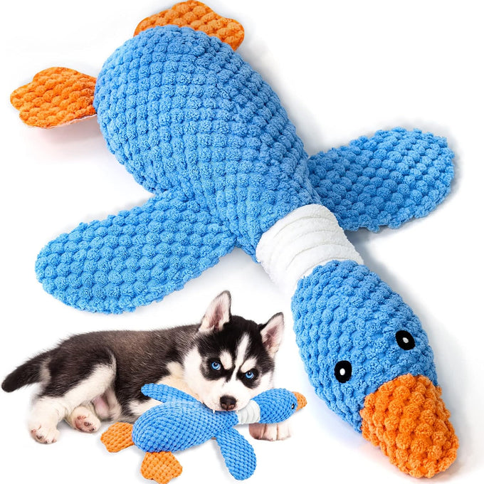 Vitscan upgraded goose indestructible dog toys for aggressive chewers, small to large breeds, crinkle squeaky plush toys