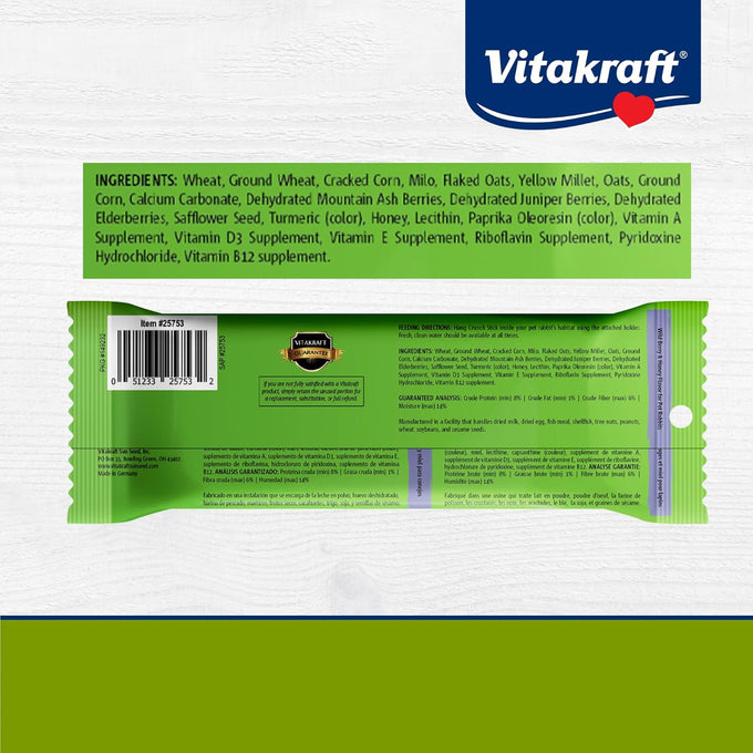 Vitakraft Crunch Sticks Rabbit Treats Wild Berry and Honey Flavor with Natural Grains and Honey