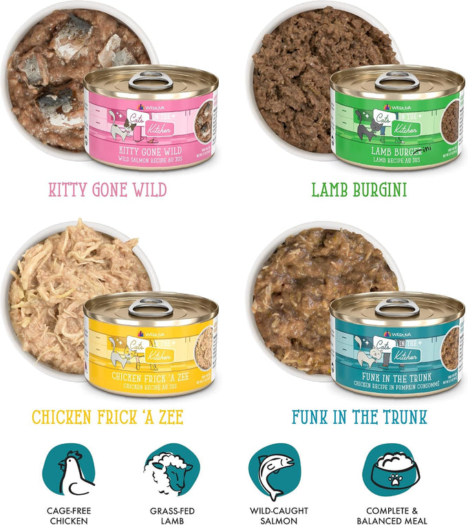Weruva Cats in The Kitchen, Kitchen Cuties Variety Pack, Wet Cat Food, 3.2oz Can (Pack of 12)
