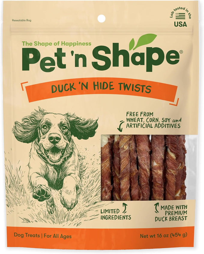 Pet 'n Shape duck wrapped rawhide dog treats - naturally delicious, healthy snack, no artificial additives, 1 pound small size