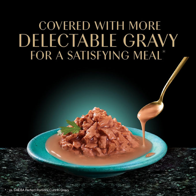 Sheba Gravy Indulgence Adult Wet Cat Food Salmon Entree in Extra Gravy and White Fish Entree Variety Pack, 2.6 oz. Twin-Pack Trays, (12 Count, 24 Servings) (Pack of 2)