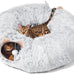 cat tunnel with cat bed for indoor cats, grey, multifunctional playground toys hideplace for kittens rabbit ferret