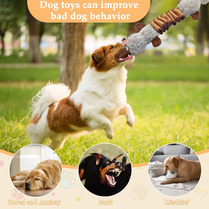 Platypus Stuffed Large Dog Toy - Interactive Plush Chew Toy with Crinkle Paper and Squeaker for Small Medium Large Dogs
