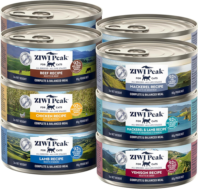 ZIWI Peak Wet Cat Food Variety Pack - 3oz Cans, Beef, Chicken, Lamb, Venison, Grain-Free, No Fillers