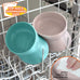 Kitty City elevated cat food & water bowls, set of 2, teal & light pink, 6.5 oz each, dishwasher safe, modern pedestal design