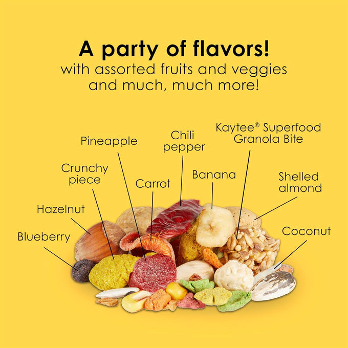 Kaytee Fiesta Macaws Bird Food, 25 lb, Premium Blend, Fruits, Vegetables, Seeds, Grains, Fun Shapes and Textures