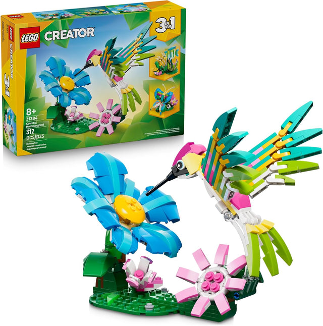 LEGO Creator 3 in 1 Wild Animals: Colorful Hummingbird Building Toy for Kids Ages 8+, Build 3 Animals - 31384