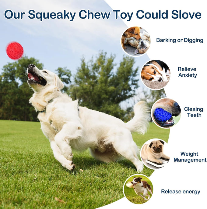 2-pack indestructible squeaky dog balls for aggressive chewers, large and medium breeds, outdoor rubber toys