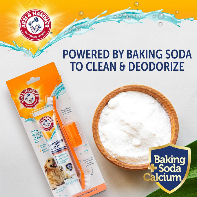 Arm & Hammer Dog Dental Kit with Enzymatic Toothpaste 2.5 oz Chicken Flavor and Baking Soda