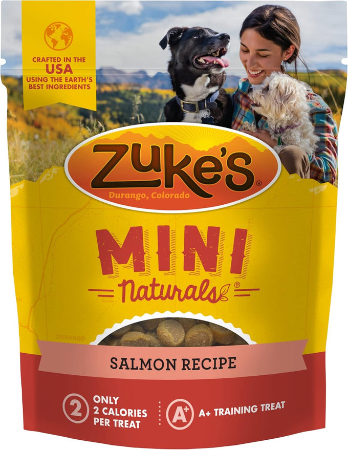 Zuke's Mini Naturals, 16 oz Resealable Pouch, Dog Training Treats with Real Salmon for Small to Large Dogs