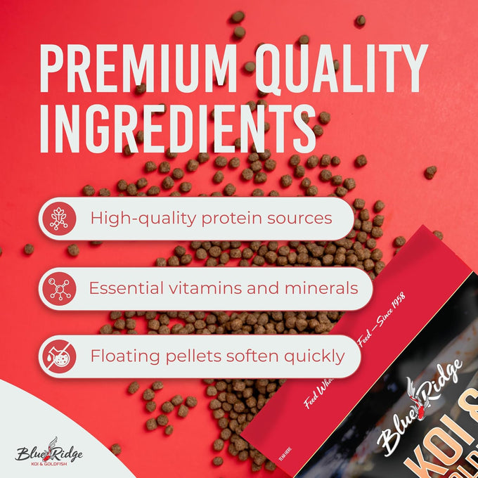 Blue Ridge 2lb Koi Food for Ponds - Large and Mini Blend Growth Formula, Premium Fish Food for Koi and Goldfish
