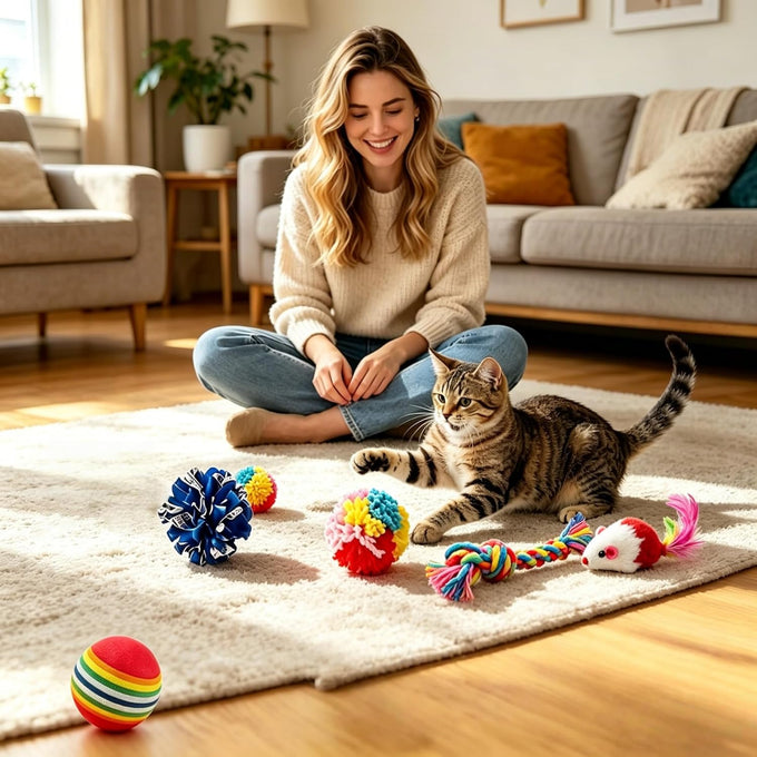 46 PCS cat toys for indoor cats kittens exercise, colorful spring toys crinkle mouse ball mint catnip gift