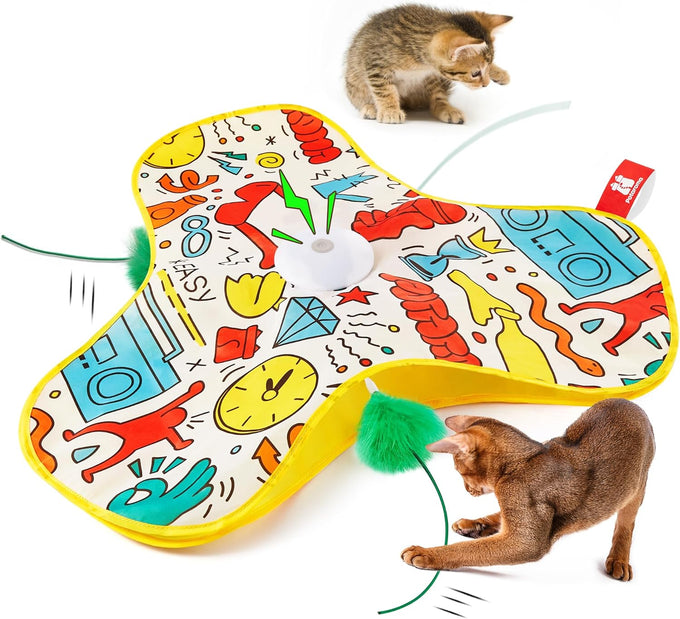 Potaroma automatic cat toy with moving feather, 3 modes, and USB rechargeable battery for indoor kittens and adult cats