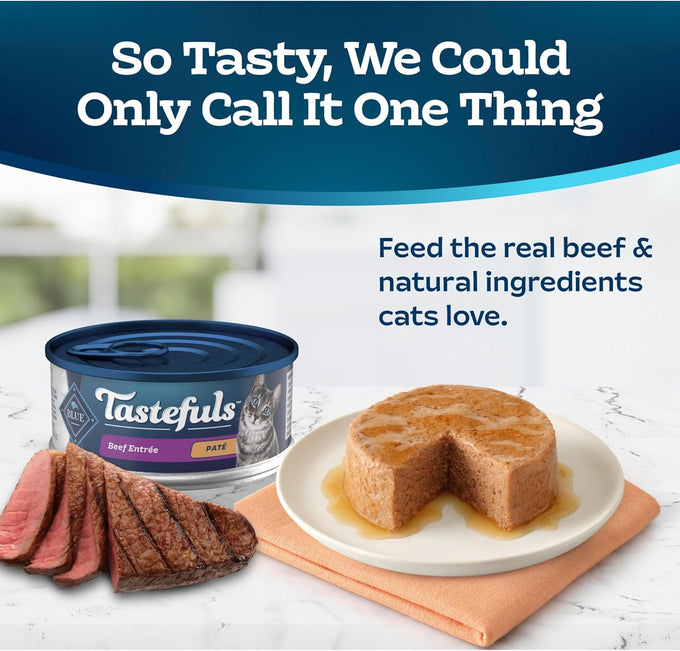 Blue Buffalo Beef Entrée Wet Cat Food, 24 Count, 5.5-oz Cans, Made with Natural Ingredients