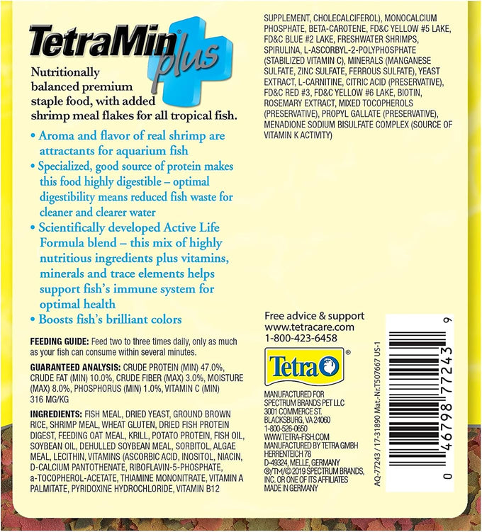 TetraMin Plus Tropical Flakes, 7.06 Ounce, Cleaner Water Formula for All Tropical Fish