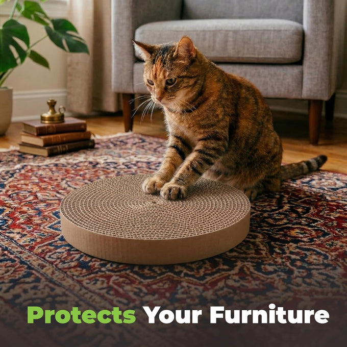 Catify Pet Supplies Cat Scratcher Replacement Pads, 5 Pack, Round, 10 x 10, Heavy Duty, Durable Cardboard