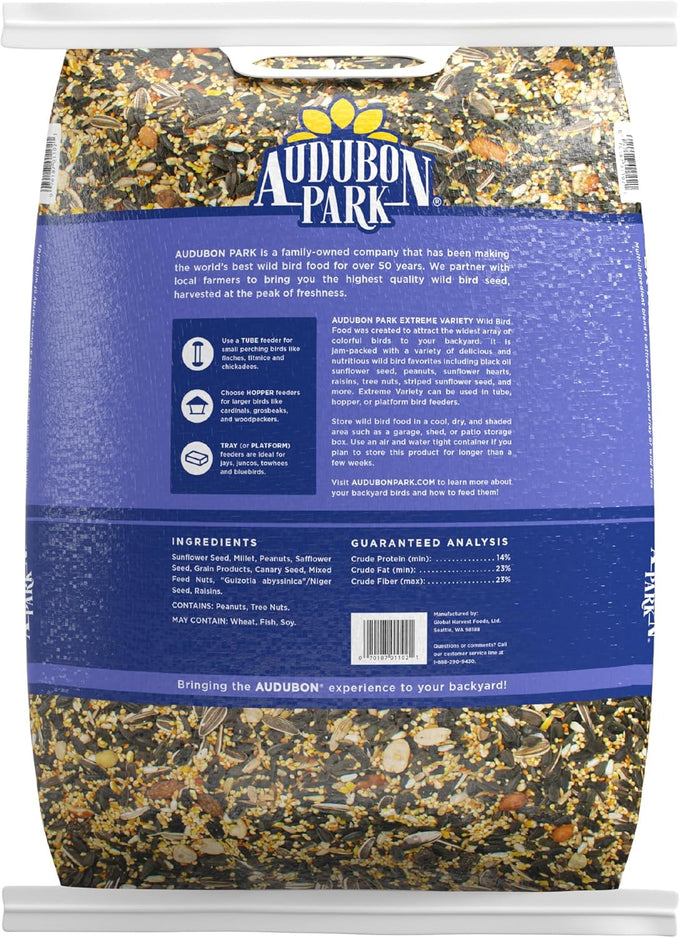 Audubon Park extreme variety wild bird seed for outside feeders, 15-lb. bag, year-round use