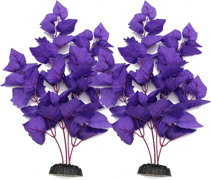 12 inch silk aquarium plants, artificial green decorations for fish tank, aquarium decor 2 pack