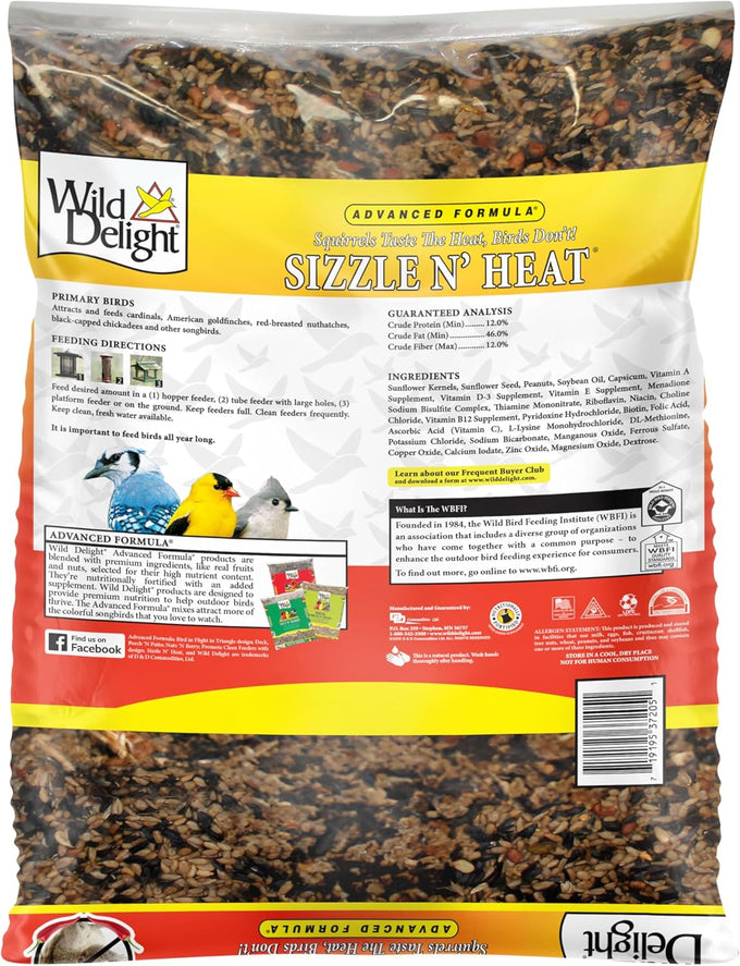 Wild Delight Sizzle N' Heat Bird Food, 5 lb, hot blend, squirrel deterrent, manual power