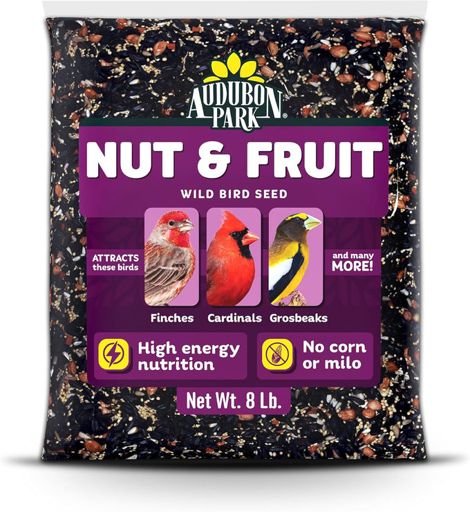 Audubon Park 8 lb Premium Bird Seed Blend with Sunflower, Peanuts, Safflower & Dried Fruit for Outside Bird Feeders