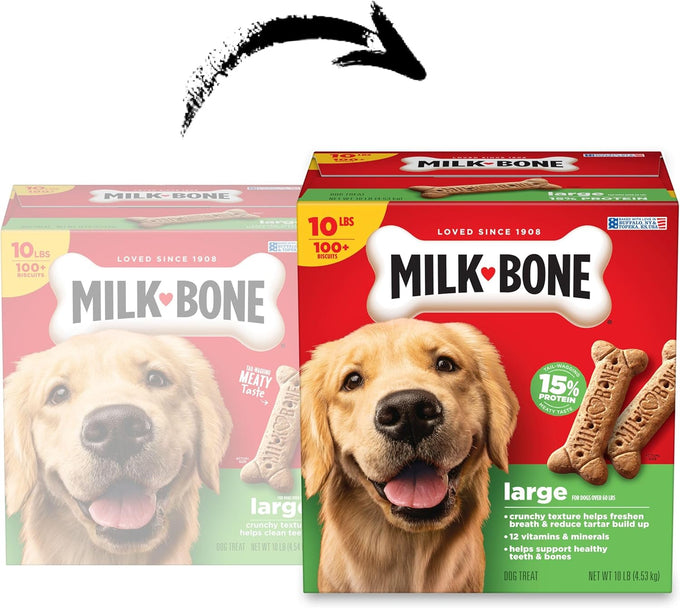 Milk-Bone Original Dog Treats Biscuits for Large Dogs, 10 Pounds, Crunchy, 15% Protein, USA Made