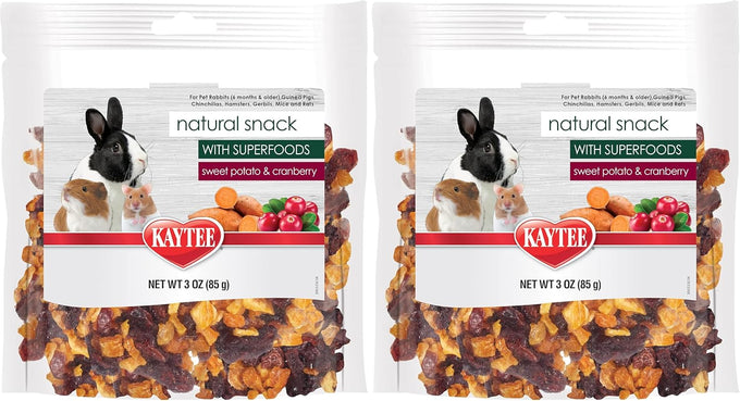 Kaytee natural pet snack for guinea pigs, rabbits, hamsters, and small animals, apple & carrot, 2.5 ounces