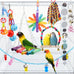 9-piece parakeet cockatiel bird toys set with colorful wooden perches and bell swing ropes for parrots cage accessories