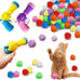 2 Cat Toy Launchers & 100 Cat Pom Pom Balls in Macaroon Colors, Silent Plush Elastic Balls for Kitty