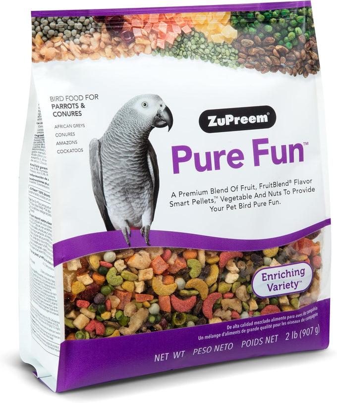 ZuPreem Pure Fun Bird Food Seed Pellet Blend for Medium Large Birds Parrot Conure