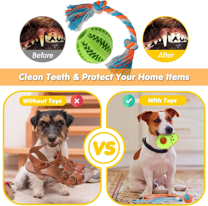 zeaxuie dog chews 25 pack luxury rope toys squeaky puppy toys for small dogs teething