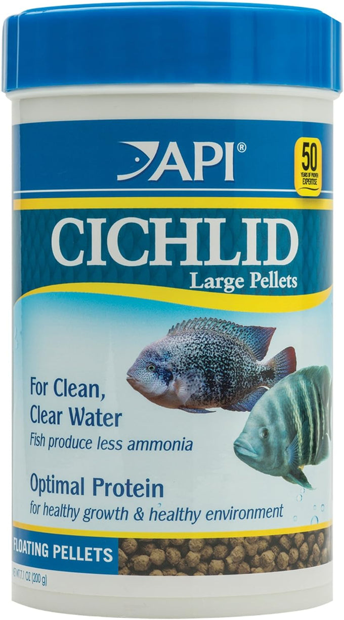 API CICHLID LARGE PELLETS 7.1-Ounce Floating Fish Food for Large Cichlids, Natural Ingredients, 5 Inch Plus
