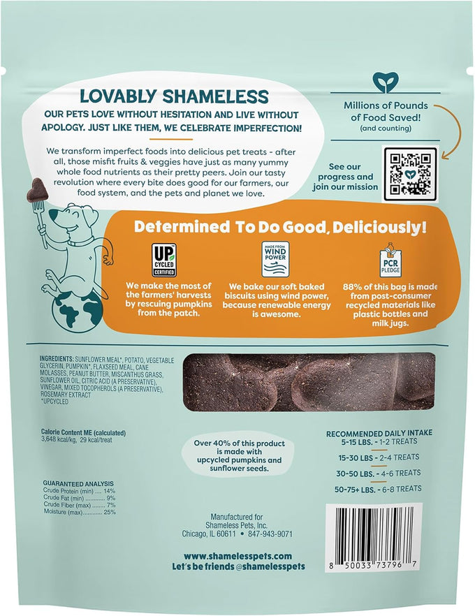 Shameless Pets Soft-Baked Pumpkin Nut Partay Dog Treats, 1 Pound, Grain-Free, USA Made, 6oz Pack