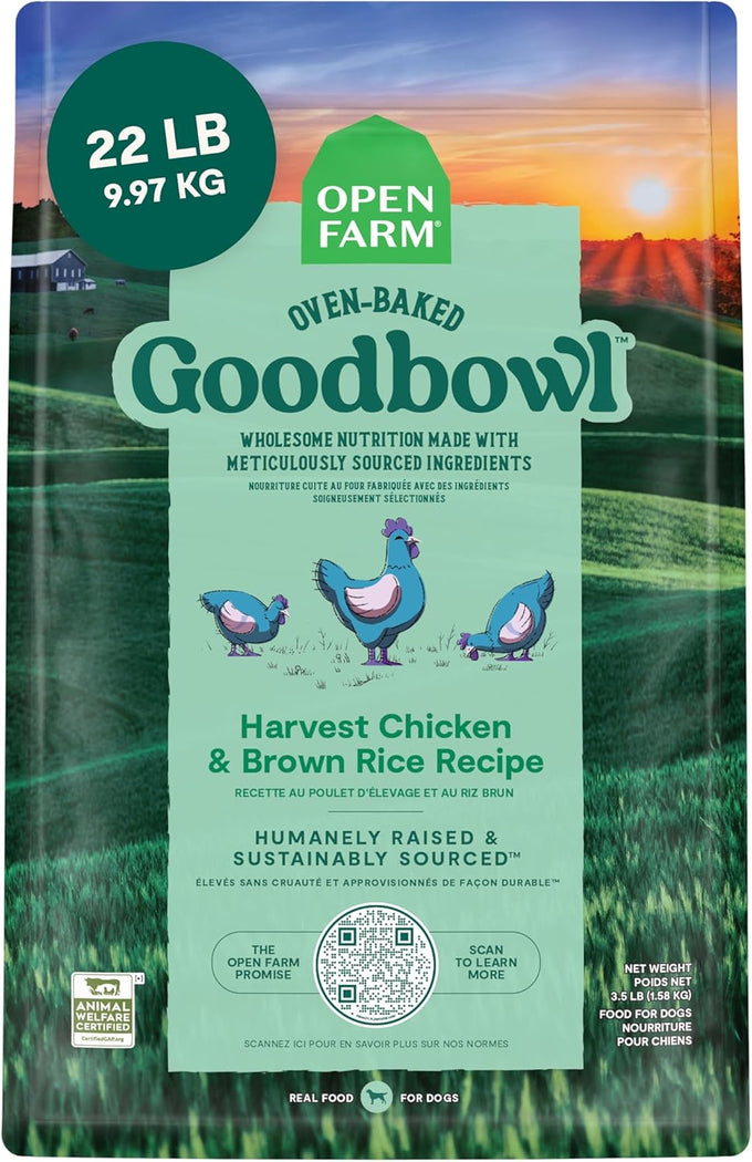 Open Farm Goodbowl, Oven-Baked Small Batch Dry Dog Food - Wild Caught Salmon & Brown Rice Recipe, Includes Non-GMO Produce & Grains, 22lb Bag (352oz Bag)