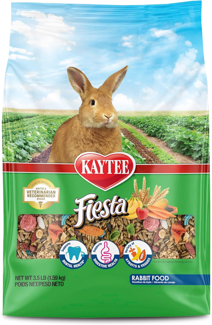Kaytee Fiesta Rabbit Food, 3.5 pounds, nutritious and fun blend for dental health and digestion