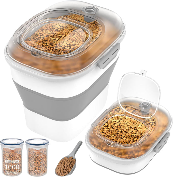 20-23 Lbs Collapsible Dog Food Container with Airtight Lid for Pet Food and Rice Storage