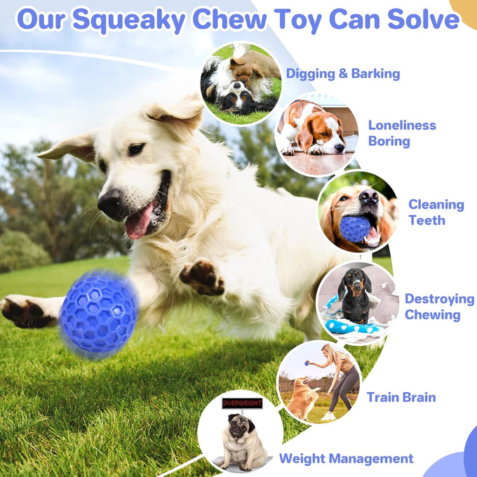 diissknic indestructible squeaky dog ball relieves anxiety, cleans teeth, interactive chew toy for aggressive chewers, large breed outdoor waterproof