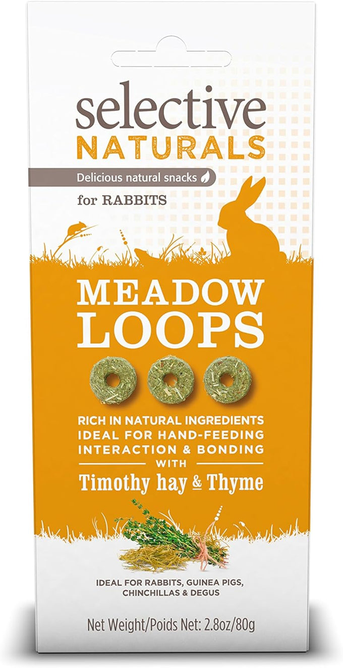 Supreme Petfoods Selective Naturals Meadow Loops high-fiber Timothy Hay Rabbit Food 2.8oz pack of four