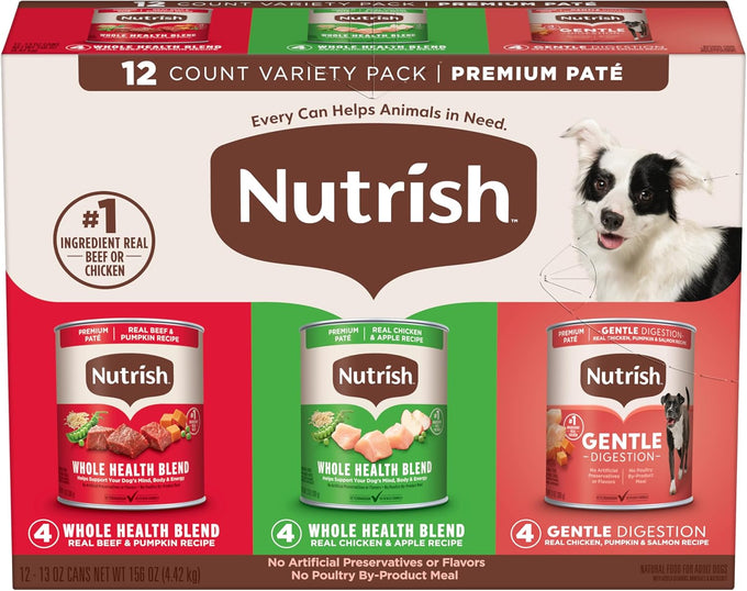Rachael Ray Nutrish Gentle Digestion Wet Dog Food, 13 oz Can, Pack of 12, 3 Delicious Recipes