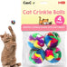 Soft Crinkle Cat Toy Balls 4 Pack - Fuzzy Pom Balls for Indoor Cats & Kittens Made in Canada