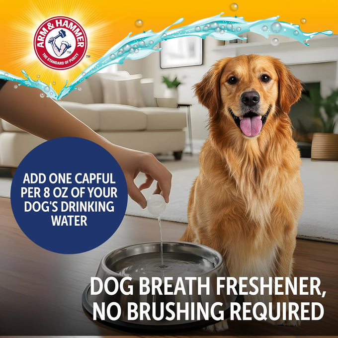 Arm & Hammer Complete Care Dog Dental Water Additive with Baking Soda and Calcium for Daily Oral Health and Fresh Breath, 16 Fl Oz