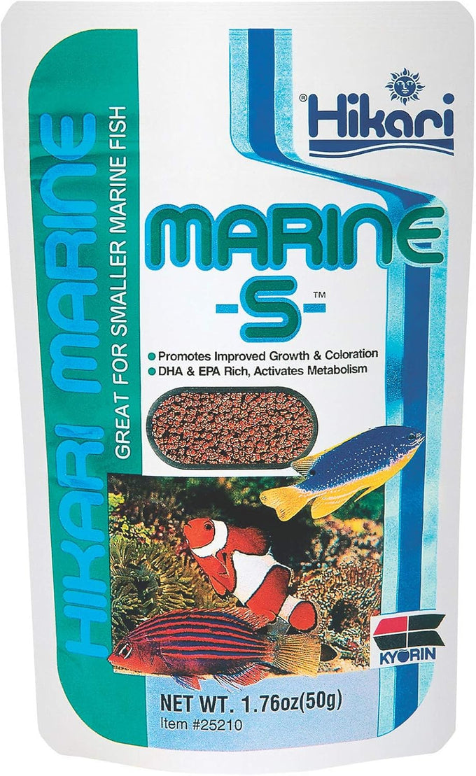 Hikari Marine-S Pellets Fish Food for Smaller Marine Fish with High Protein and Color Enhancing Benefits
