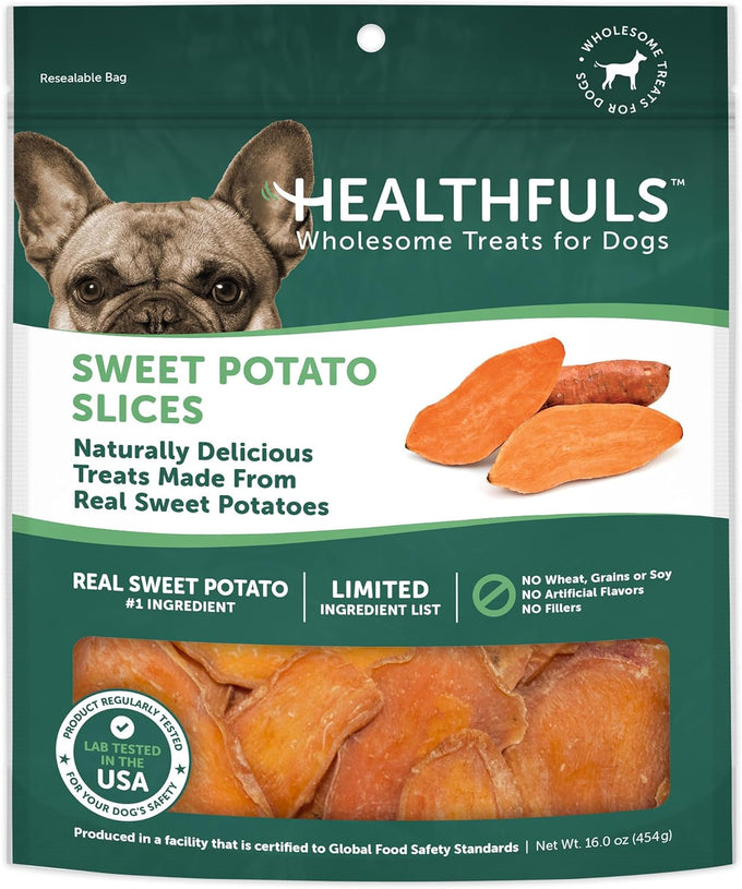 Healthfuls grain-free sweet potato dog treats, 16 oz, limited ingredient, real dried sweet potatoes