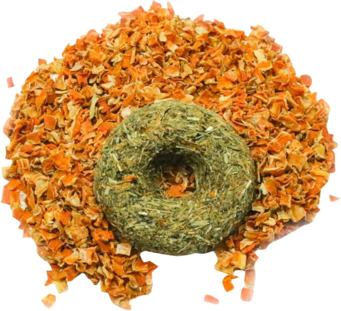 Whisker Nibbler banana carrot hay-based treats for rabbits guinea pigs small animals