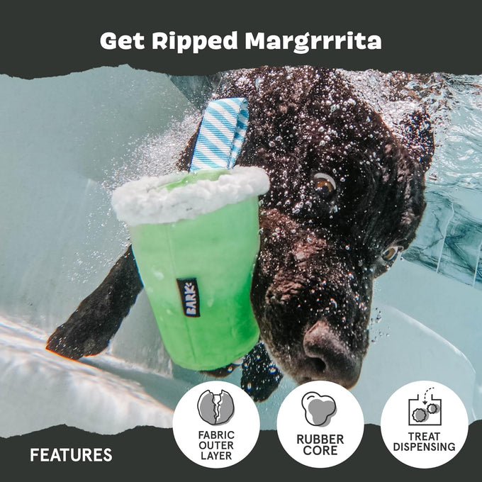 Barkbox get ripped margrrrita super chewer tough dog chew toy for aggressive chewers with plush cover and rubber core - 2 fun toys in 1