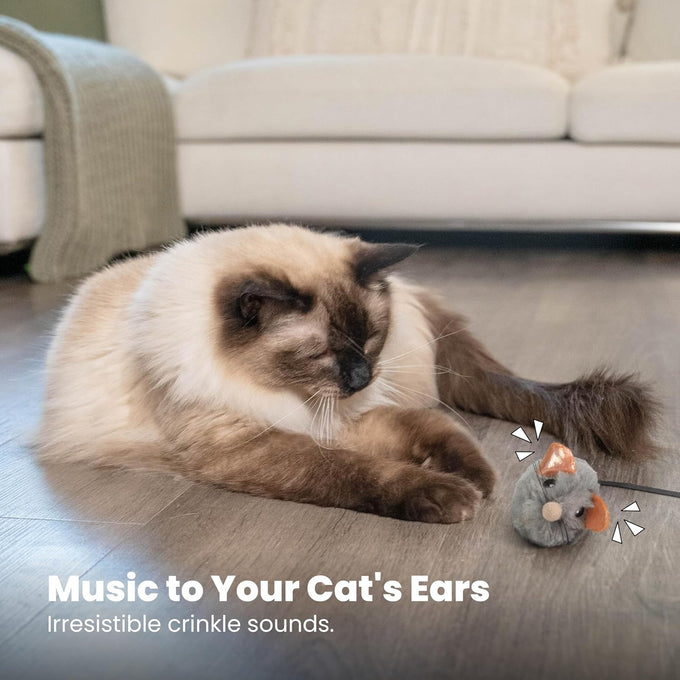 Catstages Squeak Squeak Mouse Cat Toy with Touch-Activated Sound, Catnip, and Soft Plush Gray