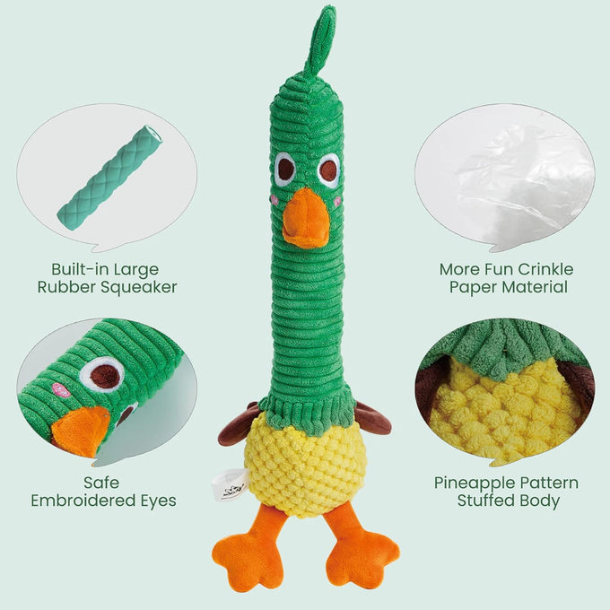 Nocciola 2 in 1 Easter Duck Dog Toy for Medium and Large Breeds with Rubber Squeaker and Crinkle Paper
