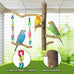Bird Swing Toys with Perch Stand for Budgies, Parakeets, Cockatiels, and Small Birds - Bird-Safe Wood and Colored Chains